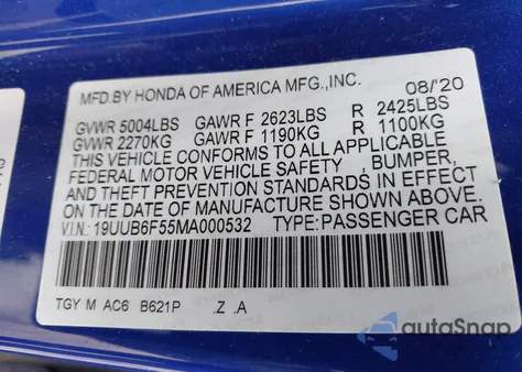 2021 Acura Tlx A-Spec Package z USA, uszkodzony, nr VIN 19UUB6F55MA000532